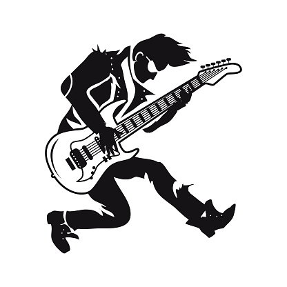 Guitarist Playing Songs on Vector Illustration