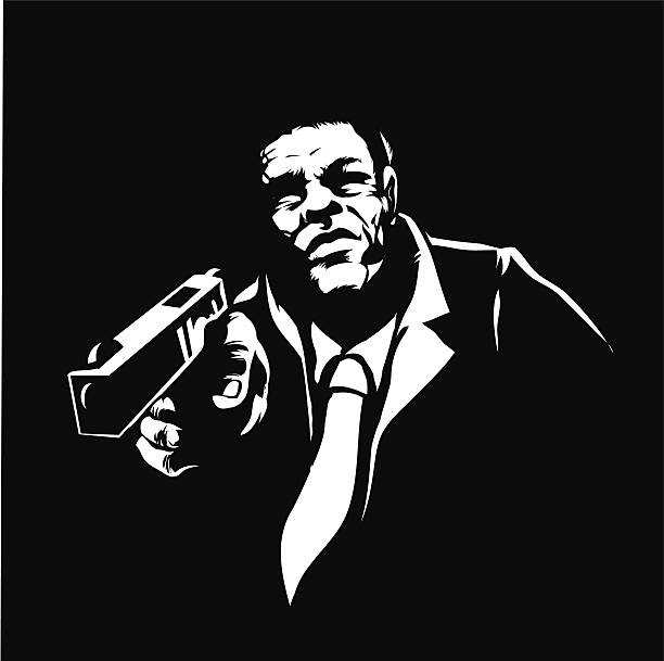 Gun man vector art illustration