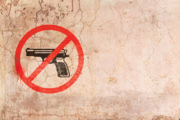 silah şiddet çete polis çekimleri ateşli silahlar şablon graffiti duvar sanat - gun violence stock illustrations
