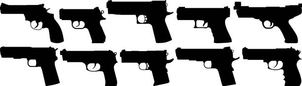 ilustraciones, imágenes clip art, dibujos animados e iconos de stock de cánones - gun violence