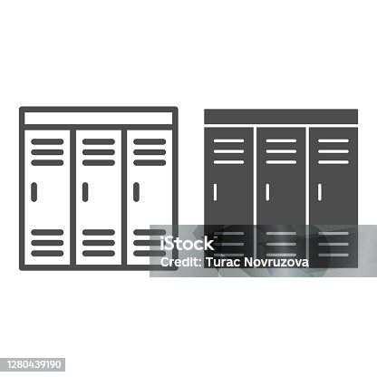 istock Gym Wardrobes line and solid icon, Gym concept, lockers sign on white background, Sport dressing room icon in outline style for mobile concept and web design. Vector graphics. 1280439190