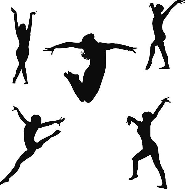 Gymnastics Floor Routine  gymnastic silhouette stock illustrations