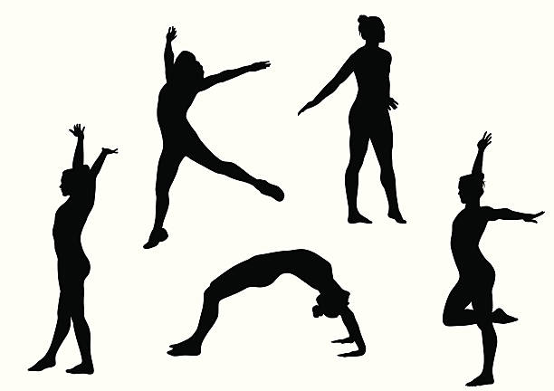 Gymnastics Vector Silhouette A-Digit gymnastic silhouette stock illustrations