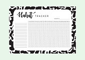 Habit Tracker. Monthly planner habit tracker blank template. Monthly planer. Vector illustration.