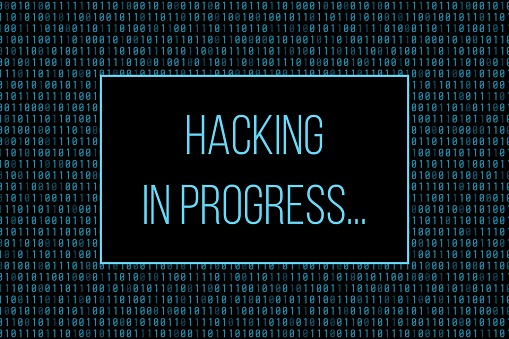 Hacking in progress screen. Computer safety vector concept graphics.