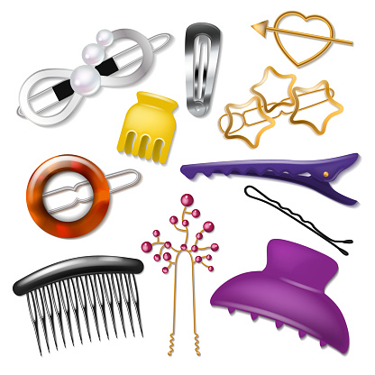 Hair accessory vector hairpin or hair-slide and hair-clip ponyta