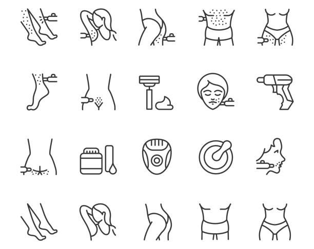 Hair removal icon set Hair removal icon set human limb stock illustrations