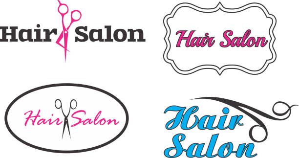 Hair salon four logos vectors vector art illustration