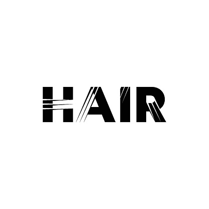 Hair transplantation. Hair salon logo. Typography