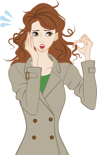 Vector illustration of women who worried Hair Trouble. vector