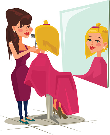 Hairdresser With Client Vector Flat Cartoon Illustration Stock