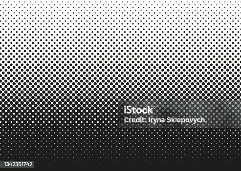 istock Half tone horizontal pattern. Pop art dots background. Vector illustration. 1342351742