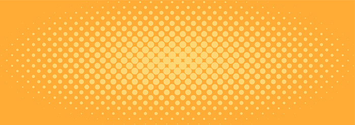 Halftone background pattern in comic style. Yellow wallpaper with radial halftone. Vector illustration