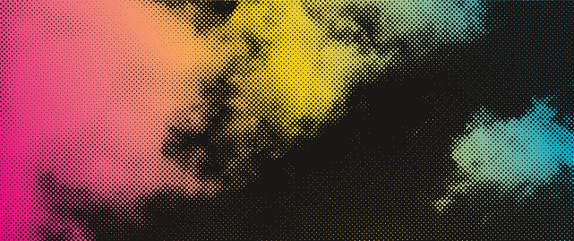 Vector Illustration of a beautiful Halftone Clouds Effect with vibrant style colours and textures.