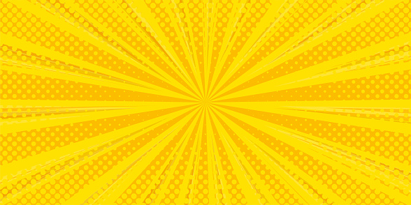 Halftone comic background. Yellow wallpaper template with superhero design. Vector illustration