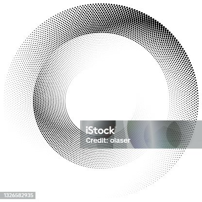 istock Halftone wheel of circles, angular size gradient. Two layers. 1326582935