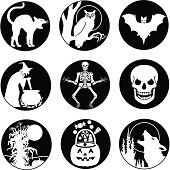 Vector icons with a Halloween theme.