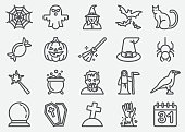 Halloween And Ghost Line Icons