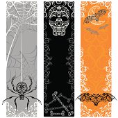 Spider, Skull, and Bat Halloween Banners.