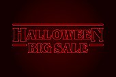 Halloween Big Sale text, eighties design. Editable vector design.