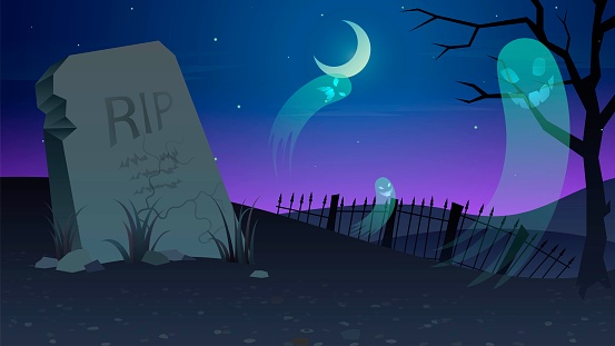 Halloween cemetery illustration