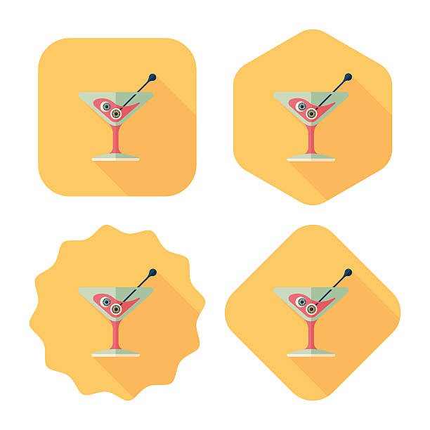 halloween cocktail-flache icon mit langen schatten, eps10 - störer stock-grafiken, -clipart, -cartoons und -symbole
