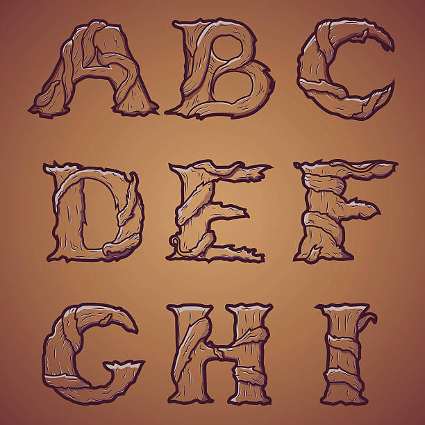 Halloween decorative alphabet. Part 1 Halloween decorative alphabet - Tree & roots letters, font. Vector Illustration. fancy letter b silhouettes stock illustrations