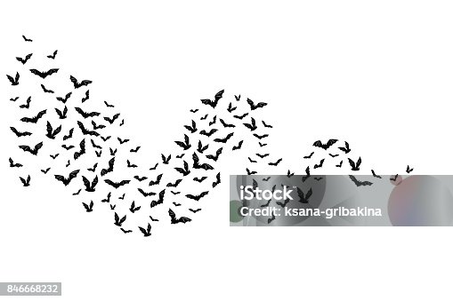 istock Halloween flying bats. Decoration element from scattered silhoue 846668232