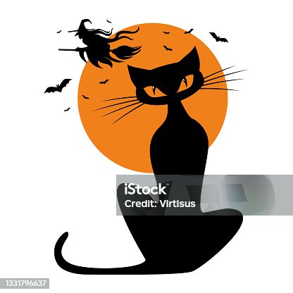 istock Halloween full moon black cat 1331796637