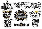 Vector lettering, logo designs and titles for Halloween