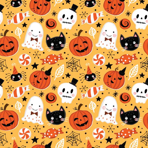 12,12 Drawing Of A Cute Halloween Wallpaper Illustrations & Clip