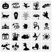 Halloween big, black beautiful icon set VECTOR illustration