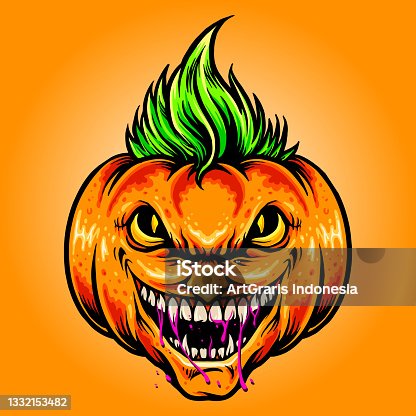 istock Halloween Joker Pumpkins Vector illustrations for your work Logo, mascot merchandise t-shirt, stickers and Label designs, poster, greeting cards advertising business company or brands. 1332153482