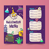 Hand-drawn Halloween menu template