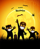 istock Halloween Monsters. Moonlight. Pandemic Design. 1347542623