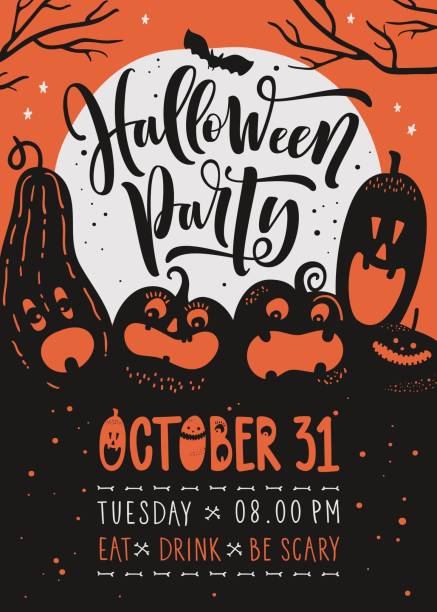 Halloween Party Invitation Halloween Party Invitation candy silhouettes stock illustrations