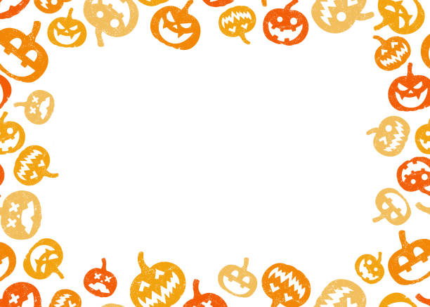 Halloween pumpkin frame border with a middle black space for text, logo, web, or product design. Vector illustration background. Halloween pumpkin frame border with a middle black space for text, logo, web, or product design. Vector illustration background. avatar borders stock illustrations