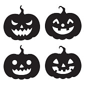 Halloween,holiday,silhouette,pumpkin,face,set,vegetable,season,design,element,icon