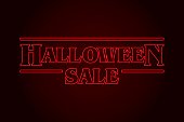 Halloween Sale text, eighties design. Editable vector design.