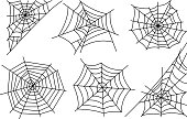 Halloween spider web isolated on white background. Hector venom cobweb set. Vector illustration