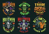 istock Halloween vintage colorful labels 1279001830