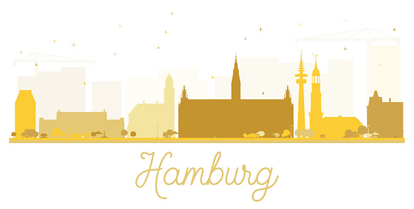 Hamburg City skyline golden silhouette. Vector illustration.