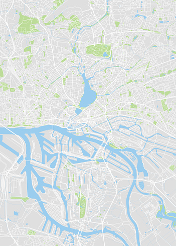 Hamburg colored vector map