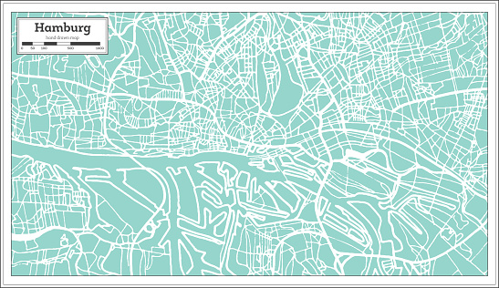 Hamburg Germany City Map in Retro Style. Outline Map.