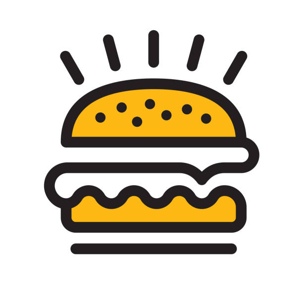 함부르거 아이콘크기 - burger stock illustrations