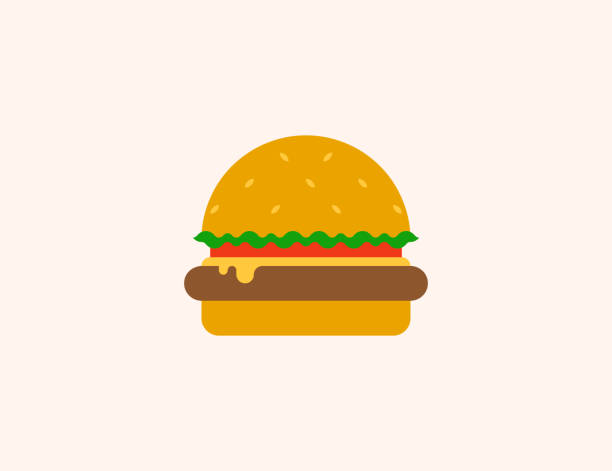 ilustrações, clipart, desenhos animados e ícones de ícone vetor de hambúrguer. símbolo de cor plana do hambúrguer isolado - vetor - hamburguer