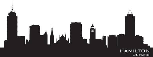 illustrazioni stock, clip art, cartoni animati e icone di tendenza di hamilton ontario canada skyline della città silhouette - hamilton