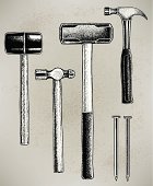 Hammers - Construction Tools. Pen and ink illustrations of Tools. Check out my "Construction Vector" light box for more.