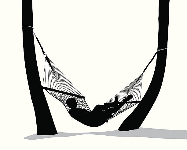 bildbanksillustrationer, clip art samt tecknat material och ikoner med hammock vector silhouette - hängmatta