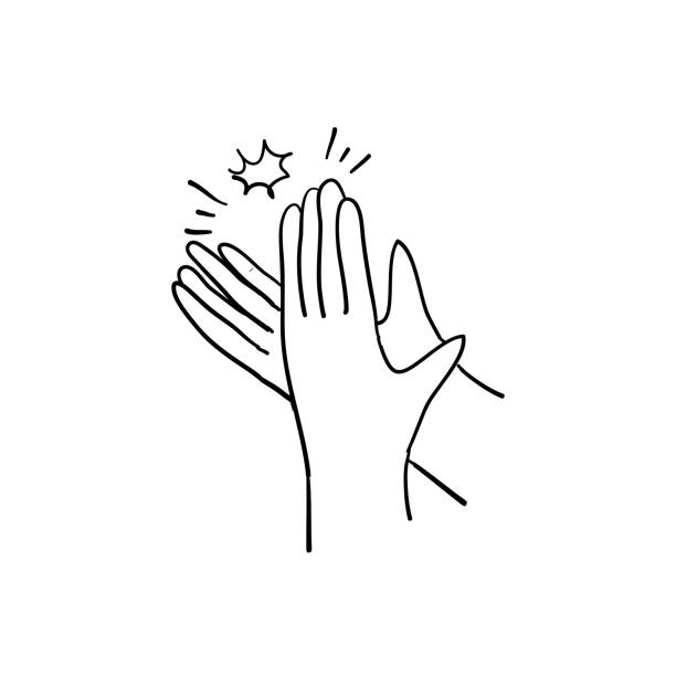 illustrations, cliparts, dessins animés et icônes de illustration d'applaudissements de main avec le modèle dessiné à la main de griffonnage - collaborateurs applaudissements
